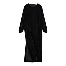 Zara Womens Draped Velvet Dress Size M Black Bloggers Favorite Midi