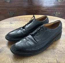 Vintage Florsheim Imperial Pebbled Black Punched Wingtip Brogue Oxfords 10.5 A
