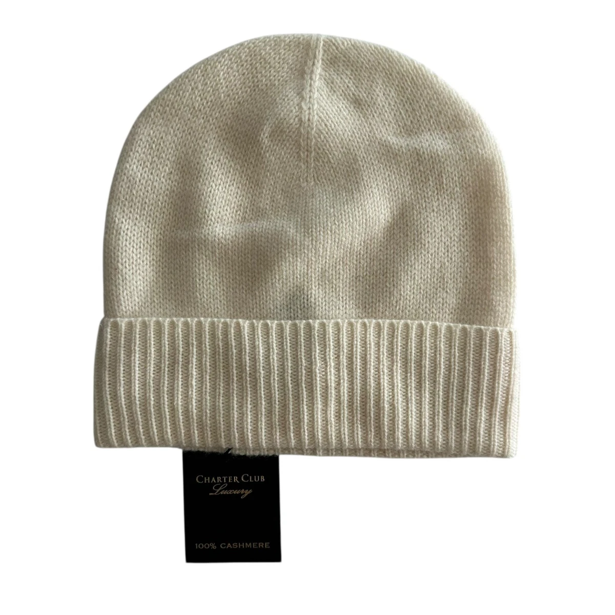 Charter Club 100% Cashmere Stripe Cuffed Beanie Hat Warm‎ Praline One Size Charter Club Women main image 3