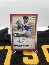 2021 Topps 70 Years of Baseball Autographs #70YAMST Marcus Stroman Mets Red /25