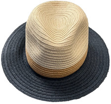 Women  s Tricolor Panama Hat, Navy Blue, Brown, Tan One Size Adjustable Band NWT