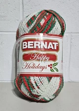 Bernat Happy Holidays Yarn For Knitting 10.6oz  (Red, Green, White ) Medium 4