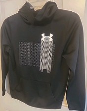 Under Armour YM 10-12 Black Hoodie Fleece Loose Fit Lined Poly Outside