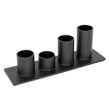 Wrought Iron Taper Candle Holder in Matte Black, One-to-Four Graduated Design 