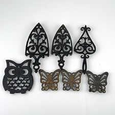 Vintage Cast Iron Metal Trivet Hot Plate Lot Of 7