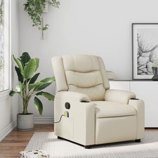 Massage Recliner Chair Cream Faux Leather
