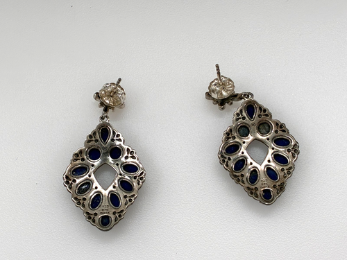 American West Carolyn Pollack Blue Lapis Sterling Silver Dangle Diamond Earrings - Bild 7 von 18