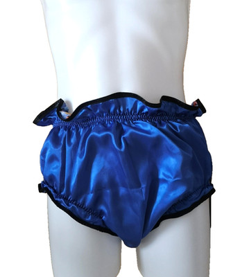 PVC gefütterter Sissy Slip Satin Höschen Puffy Windelüberzug Windelschlüpfer Puffy