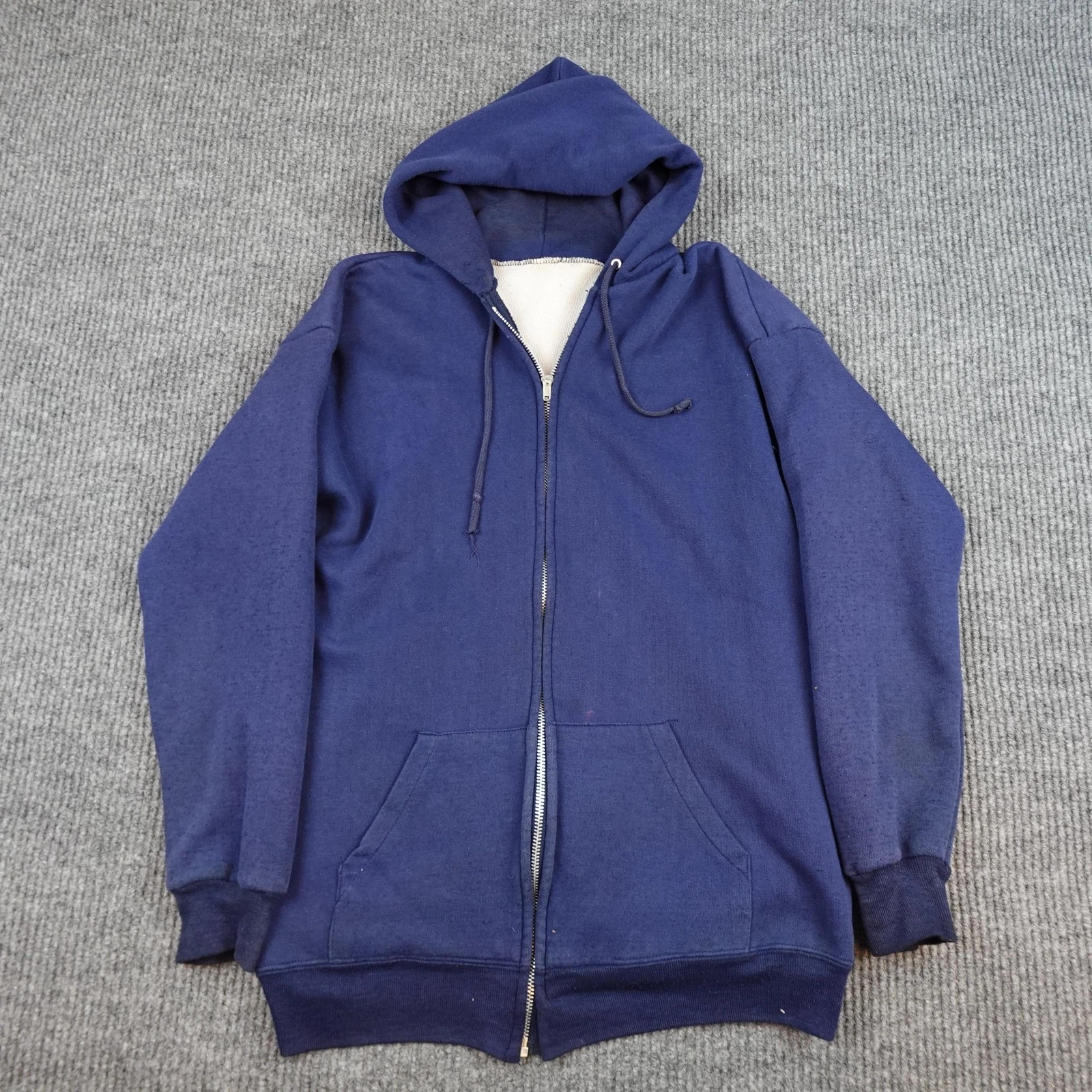 Vintage 80s Faded Thermal Hoodie Mens Large Blue Full Zip Fleece Sweatshirt
Opens in a new window or