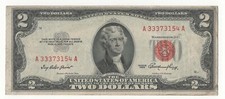 USA STATI UNITI 2 DOLLARI  BOLLINO  ROSSO 1953