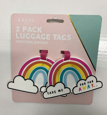 Excel 1 Regenbogen & 1 Regenbogen Spruch ''Take Me Far Away'' Spaß Gepäck Ausweisanhänger!