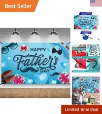 Adorable Blue Father's Day Backdrop Banner - Reusable and Water-Resistant Fabric