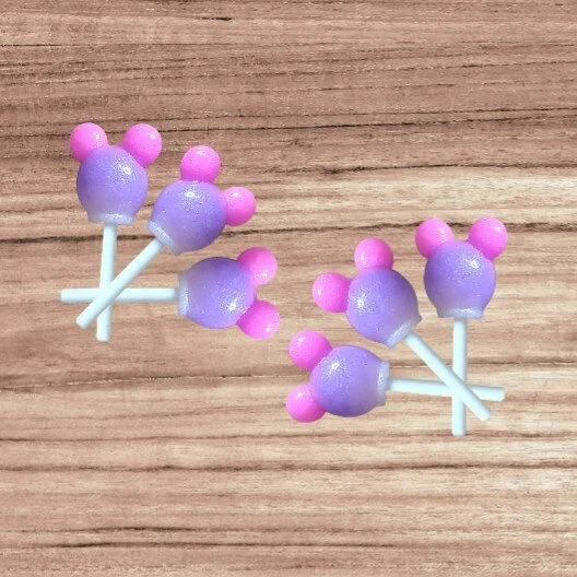 9 Faux Pink & Purple Mouse Lollipop Suckers for DIY, Play, M Mouse Party Decor  - Image 3 of 4