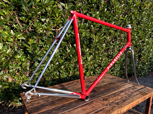 Cornice vintage anni 80 Pinarello Montello 58 cm ST 57 cm TT rosso/cromo - Foto 2 di 24