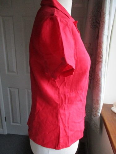 Debenhams - Red, short sleeve 100% linen, shirt - Size UK16/EU44 - Picture 5 of 10