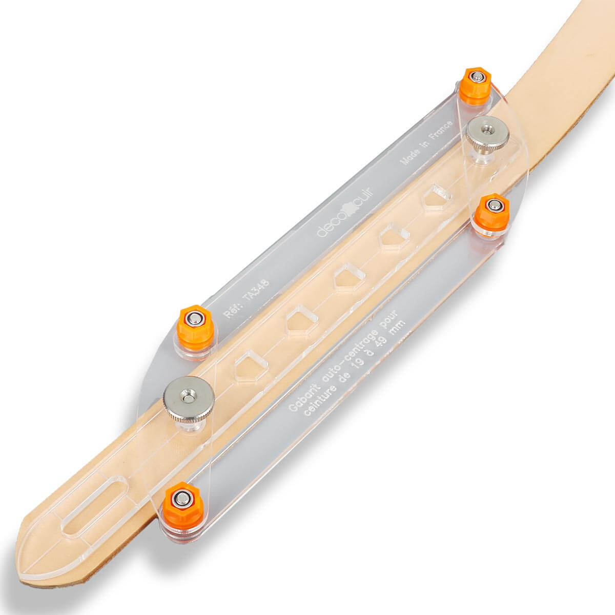Gabarit auto-centrage pour trous de ceinture avec alignement millimétrique en acier