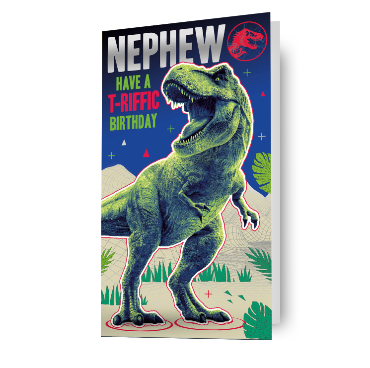 Jurassic World Nephew Birthday Card Boy Dinosaur Birthday Card Includes Envelope