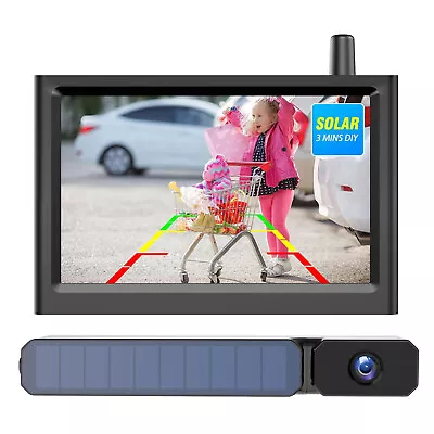 AUTO-VOX Solar Wireless Backup Camera 5'' Monitor + HD Rear View Parking System