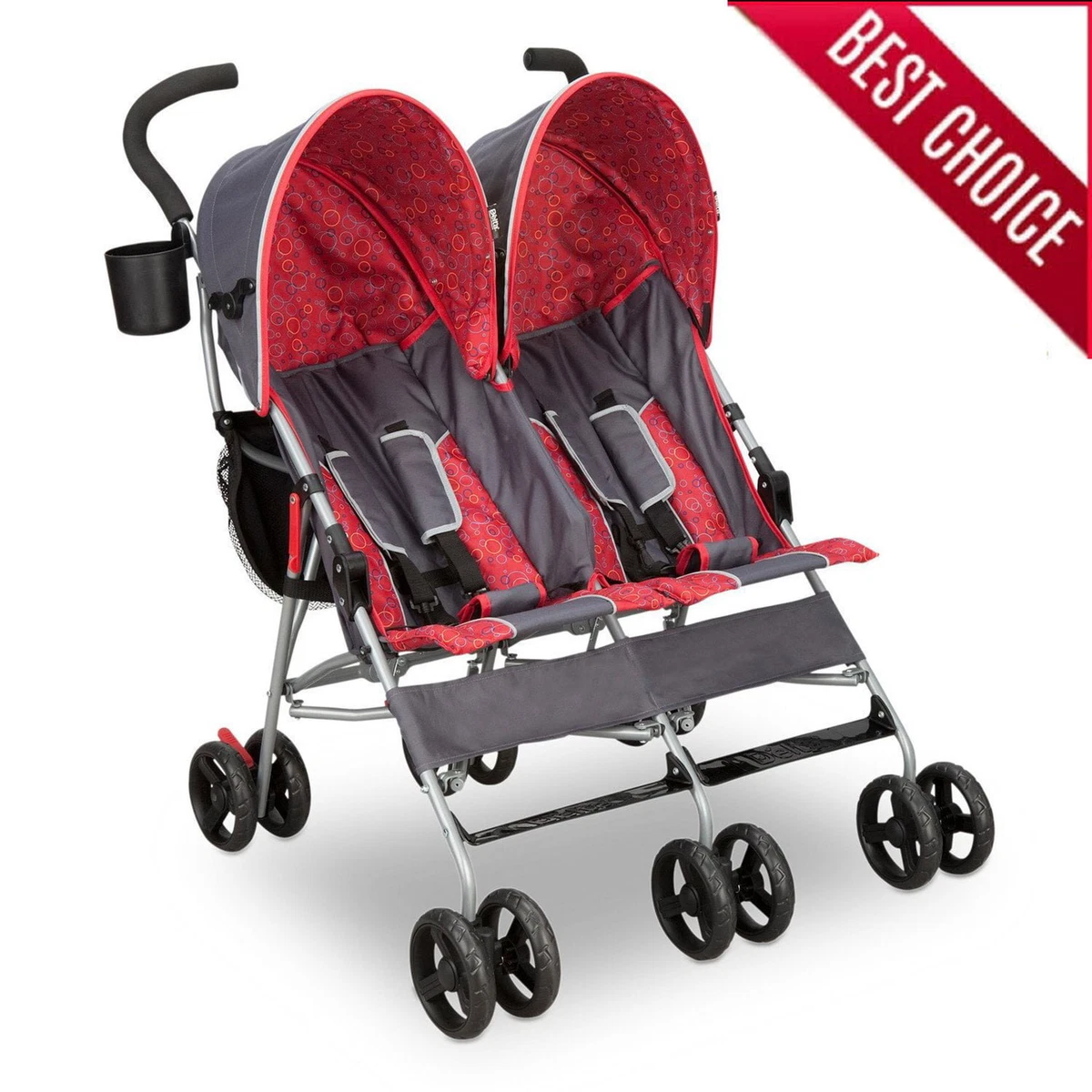 Double stroller top with cup holders
