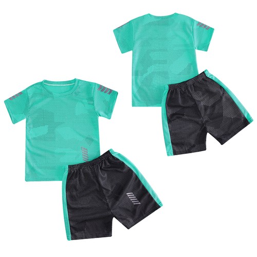 Kids Boys Shorts Exercise Activewear Team Tracksuit Pullover T-Shirt Summer Gym - Picture 37 of 54