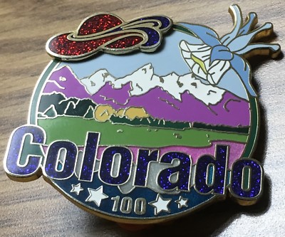 Red Hat Society Pin 2008 Colorado 100 Rocky Mountains Stars Nice Pin Pretty!