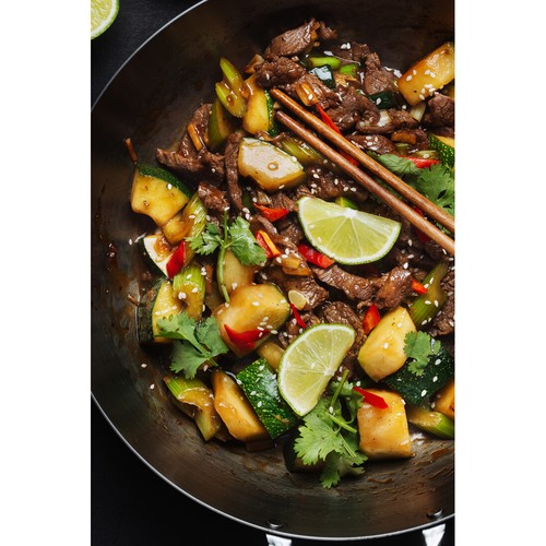 Wok Pfanne Ø 30 - 75 cm rund Asia Gastronomie Gasherd Carbon Stahl Eisen - Afbeelding 27 van 88