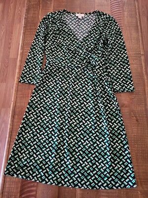 Ann Taylor LOFT Size 2 Green Wrap Dress A Line Geometric 3/4 Sleeve | eBay Ann Taylor LOFT Size 2 Green Wrap Dress A Line Geometric 3/4 Sleeve | eBay