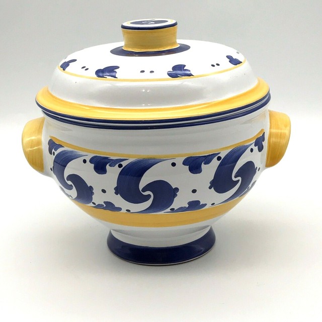 Herend Village Pottery Splash Pattern Small Covered Vegetable Bowl