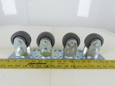 Albion Dolly SP 3'' x 1-1/4'' Non Marking Rubber Rigid Caster Plate Mount Lot Of 4