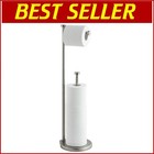 Elegant Free Standing Toilet Paper Holder in Brushed Nickel - Holds Jumbo Rolls
