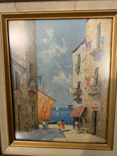 Stampa con cornice in legno scena di strada mediterranea che porta al mare Messico costiero - Foto 4 di 6