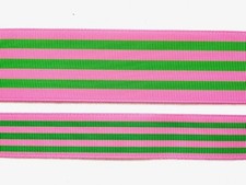 Stripe Grosgrain ribbon medium pink Kelly green 7/8" 1.5" striped preppy bright