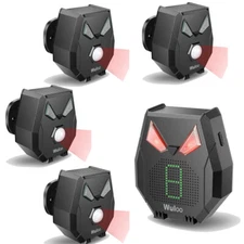 Wuloo 1/3 Mile Solar Driveway Alarms Motion Detector 4Sensors Outdoor Waterproof