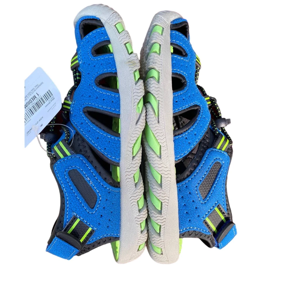 Sandalias de vacaciones de playa de verano Arizona para niños talla 7M azules con acento verde lima Foto 3 de 4