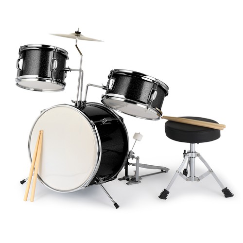 3-Piece Kids Drum Set - Sparkle Black, Throne, Pedal, Sticks & Tuning Key - Picture 24 of 24