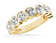 1.81 carat, 9 Stone Round Diamond Wedding Band Anniversary Ring 14k Yellow Gold