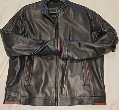 Murano Black Red Accent Leather Soft Lambskin Jacket Size XL NWOT