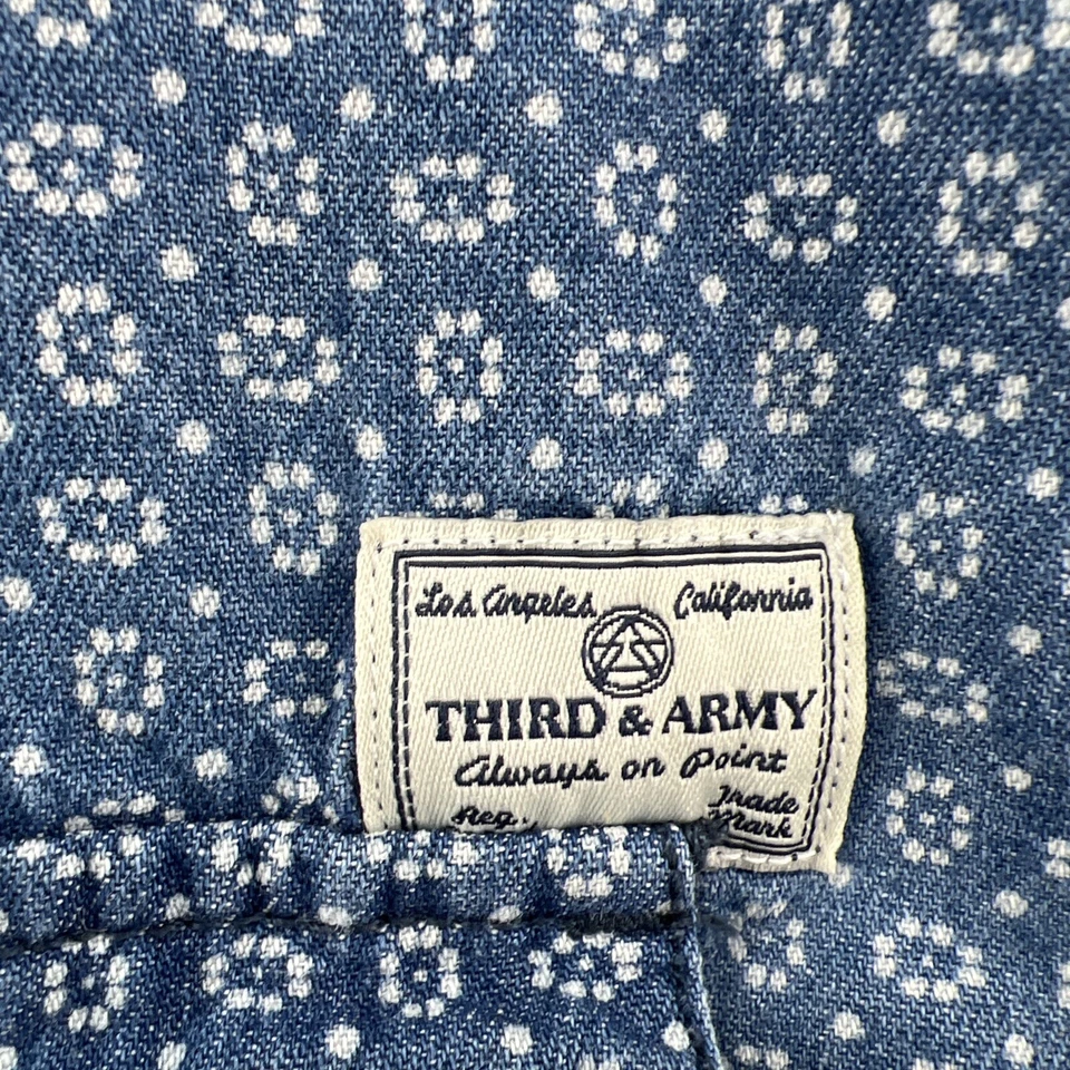 Camisa Third & Army Para Hombre XXL Azul Denim Perla Broches Estampado Floral Foto 4 de 4