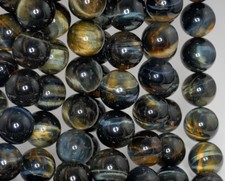 16MM BLUE TIGER EYE GEMSTONE ROUND GRADE A LOOSE BEADS 5inch