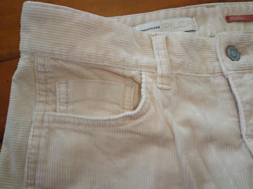 Pant NWT Anthropologie Pilcro Slim Boyfriend Corduroy 27P Cream - Picture 18 of 24