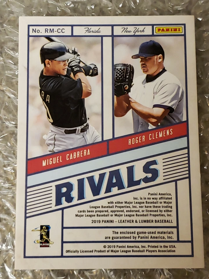 🌟SUPER🌟STARS🌟 M.CABRERA🤩R.CLEMENS🤩GAME USED💥MATERIAS☆ LIMITED ED🥸19/99🤑 - Image 4 of 4