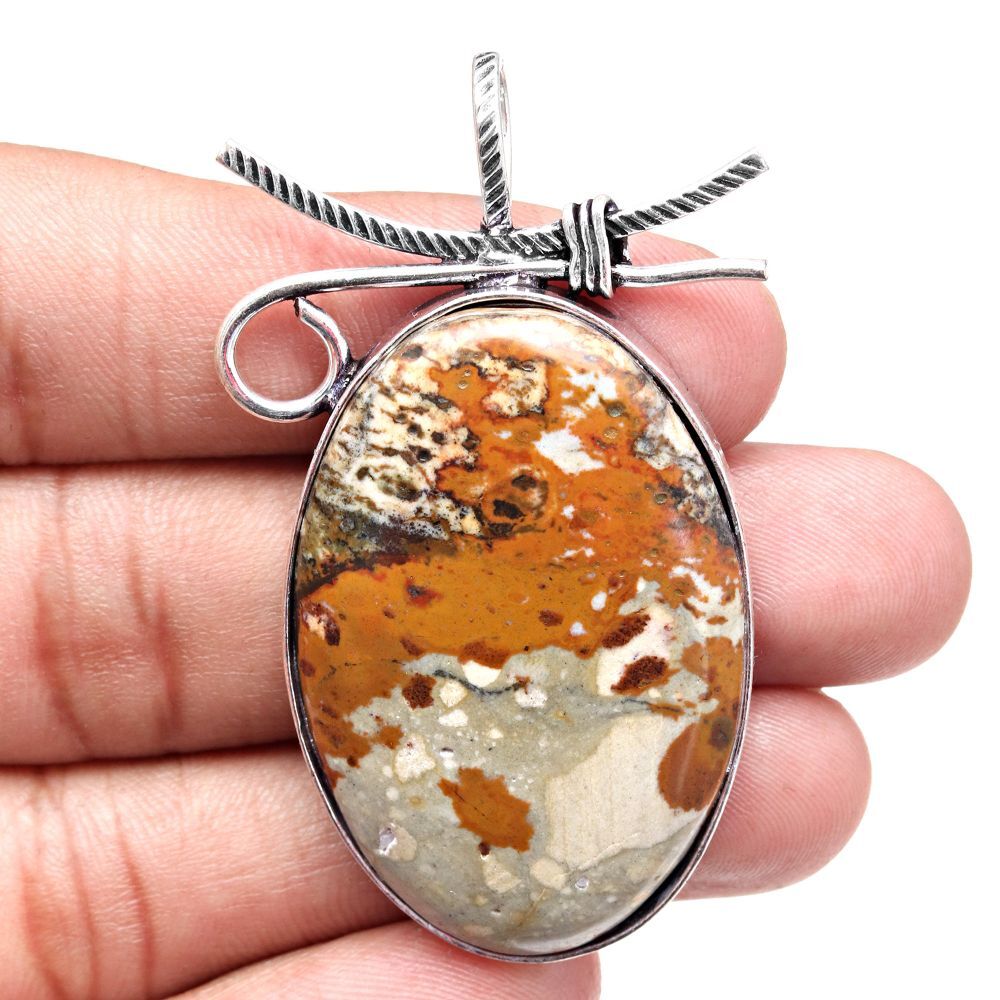 Malinga Jasper Pendant Silver Jewelry Mother Day Gift 2.25 Inch