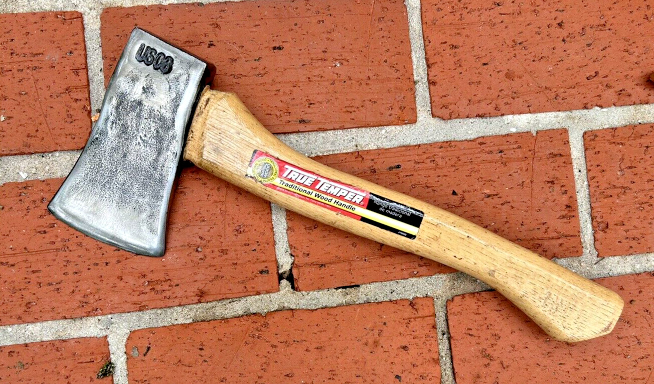 Vtg US 06 WOODINGS VERONA TRUE TEMPER Military Hatchet 1 lb 13 oz, Wood Handle