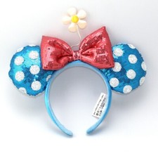 Disney Parks Sun Flower Bow Polka Dot Kids Hat Sequins Minnie Ears Headband