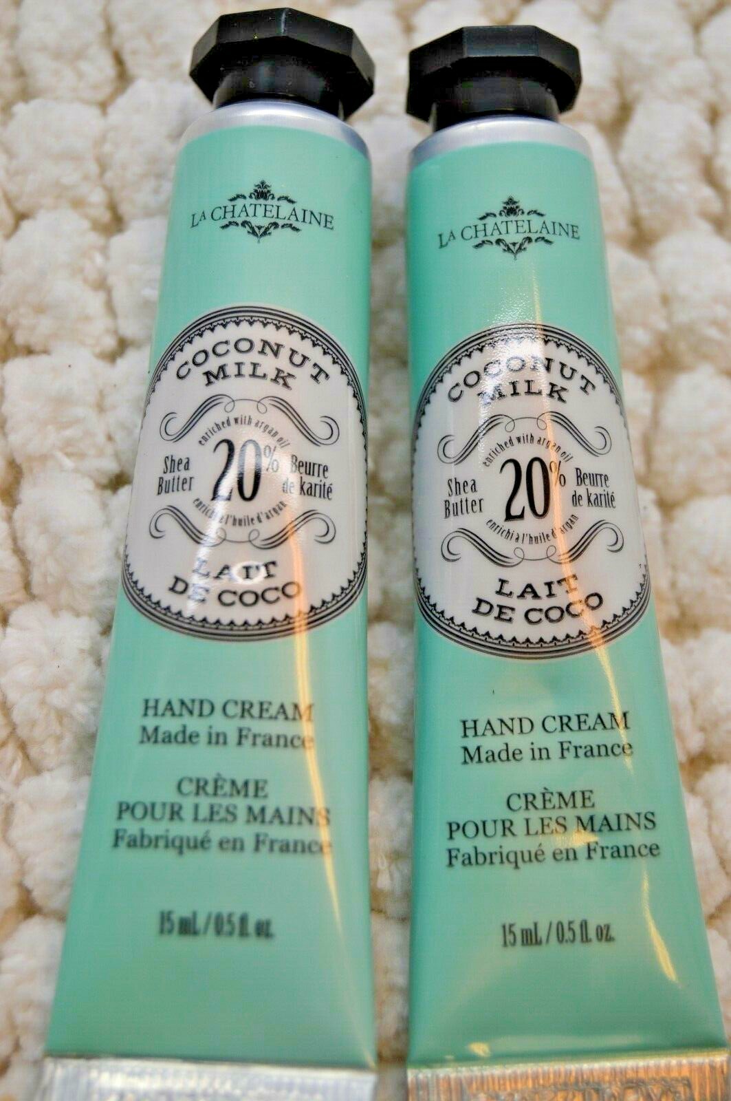 2X La Chatelaine 20% Shea Butter French Hand Cream Coconut Milk 0.5 oz