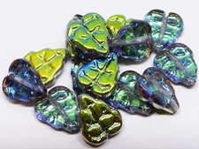 11MM  CZECH GLASS PRESSED LEAF DROP BEADS FOR JEWELLERY MAKING -  (20PCS)