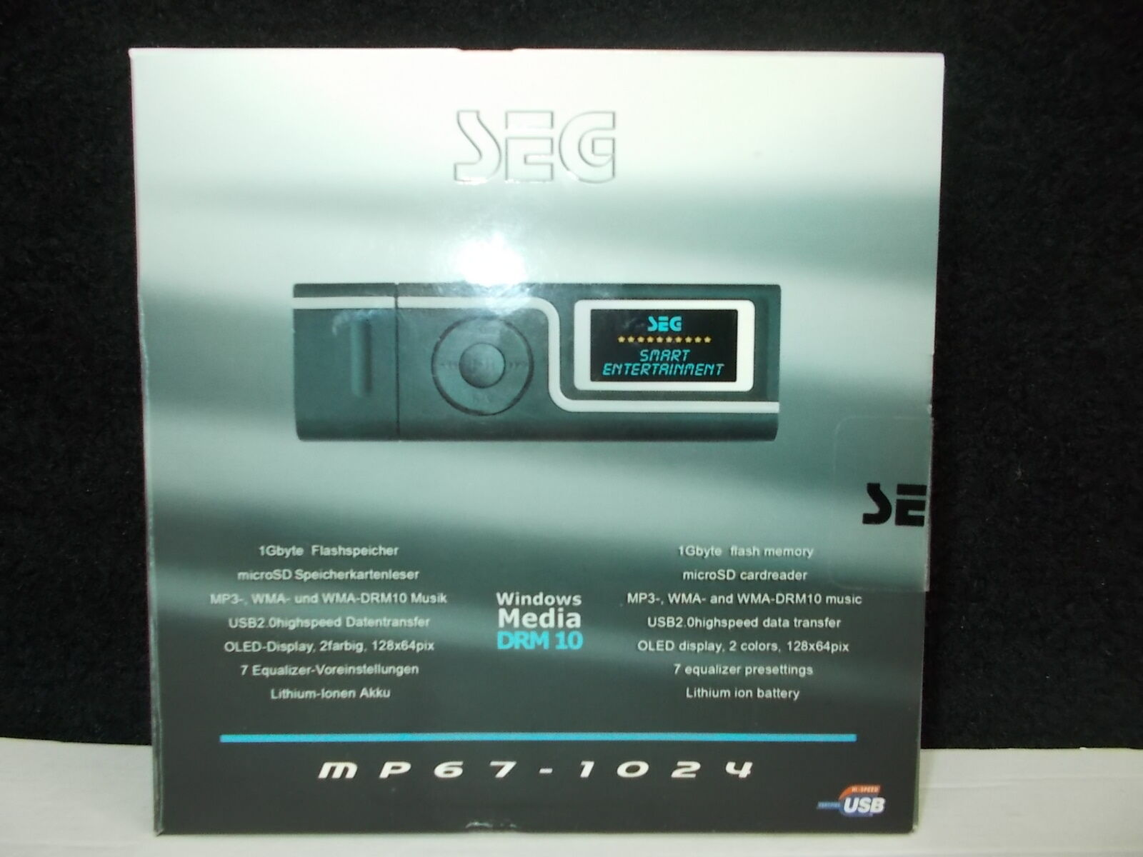 SEG, MP67-1024, Windows Media DRM10, 1 GB Flash Memory, USB 2.0, MP3, #K-18-10