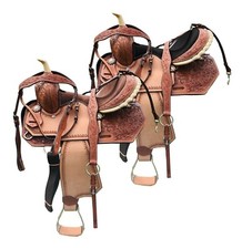 Western Barrel Racing Horse Saddle Premium Leather with tack set 10'' to 18' in