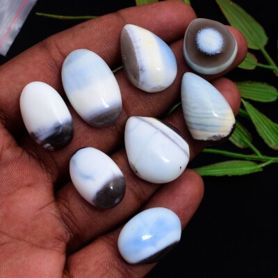 8 Stück Natürlich Blau Opal Cabochon Glänzender 18mm-25mm Unbehandelt Lose