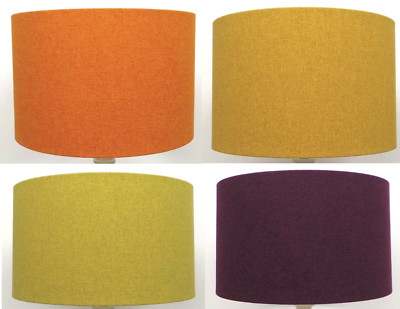 Drum Lampshade Vintage Lamp Shade Uk Made Textured Linen Yellow Orange Green Drum Lampshade Vintage Lamp Shade Uk, Retro Table Lamp Shades Uk